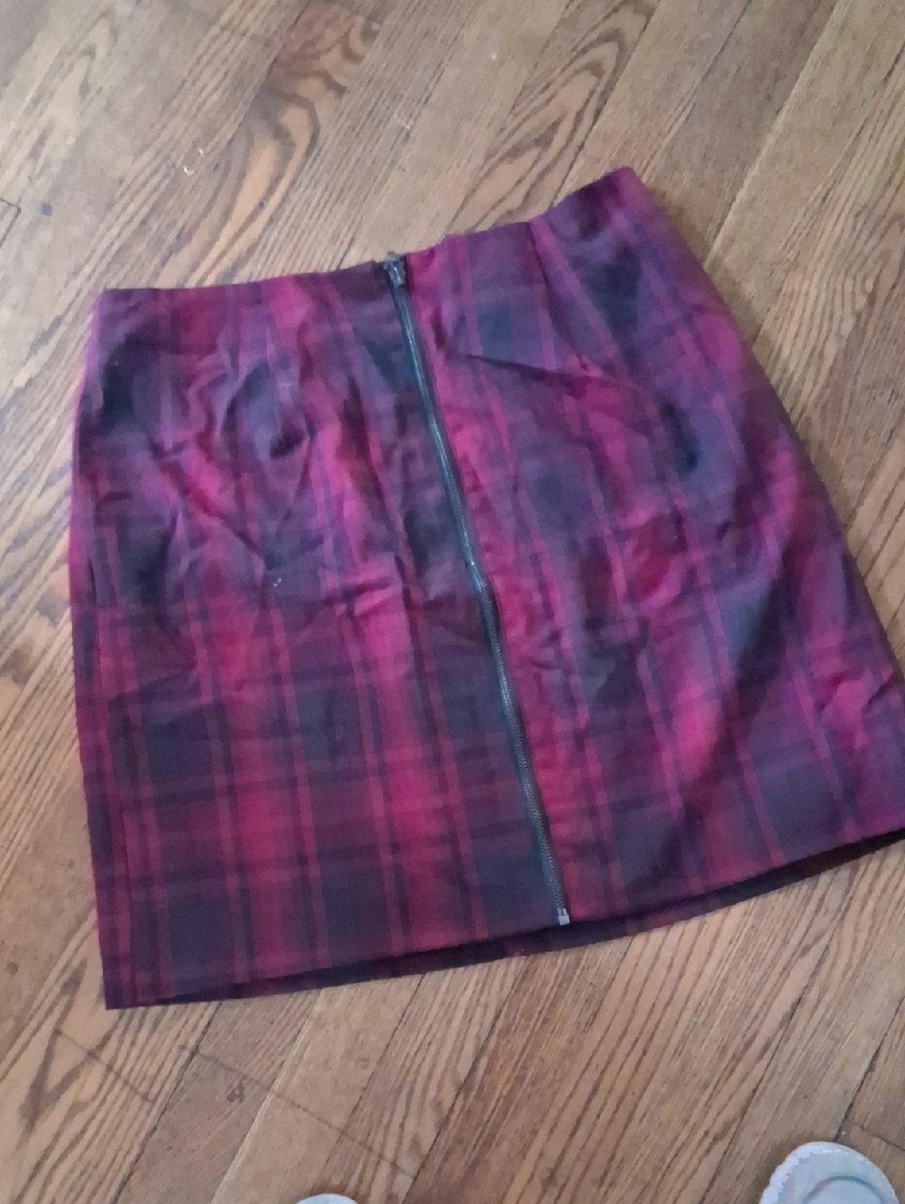 torrid Red Plaid Front-Zip Mini Skirt